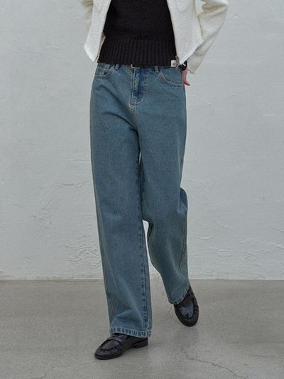 HANE Classic Semi-Wide Denim Pants [Light Blue]