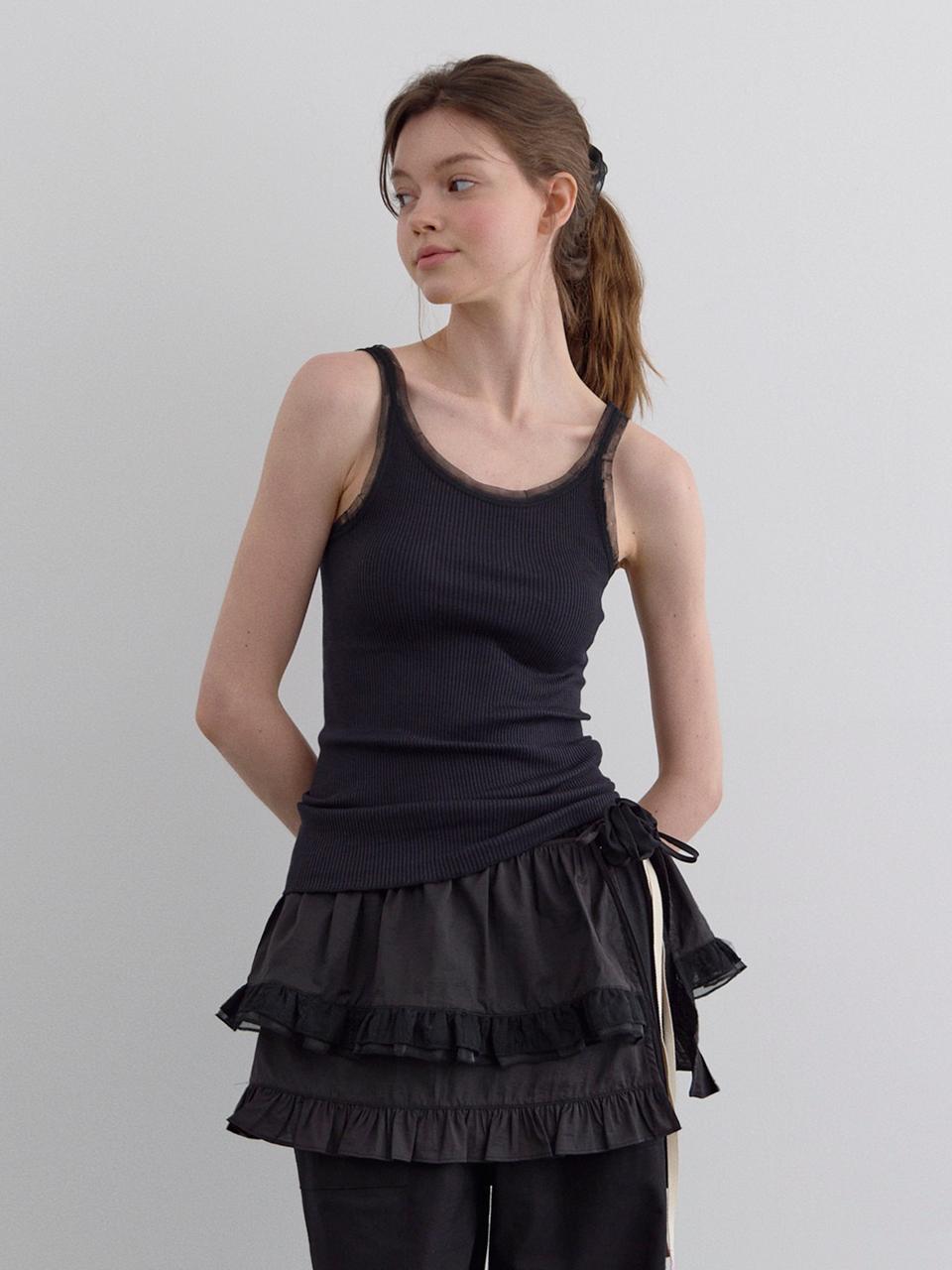 HANE Corsage SET Tiered Layered Belt Foam Skirt [Black]