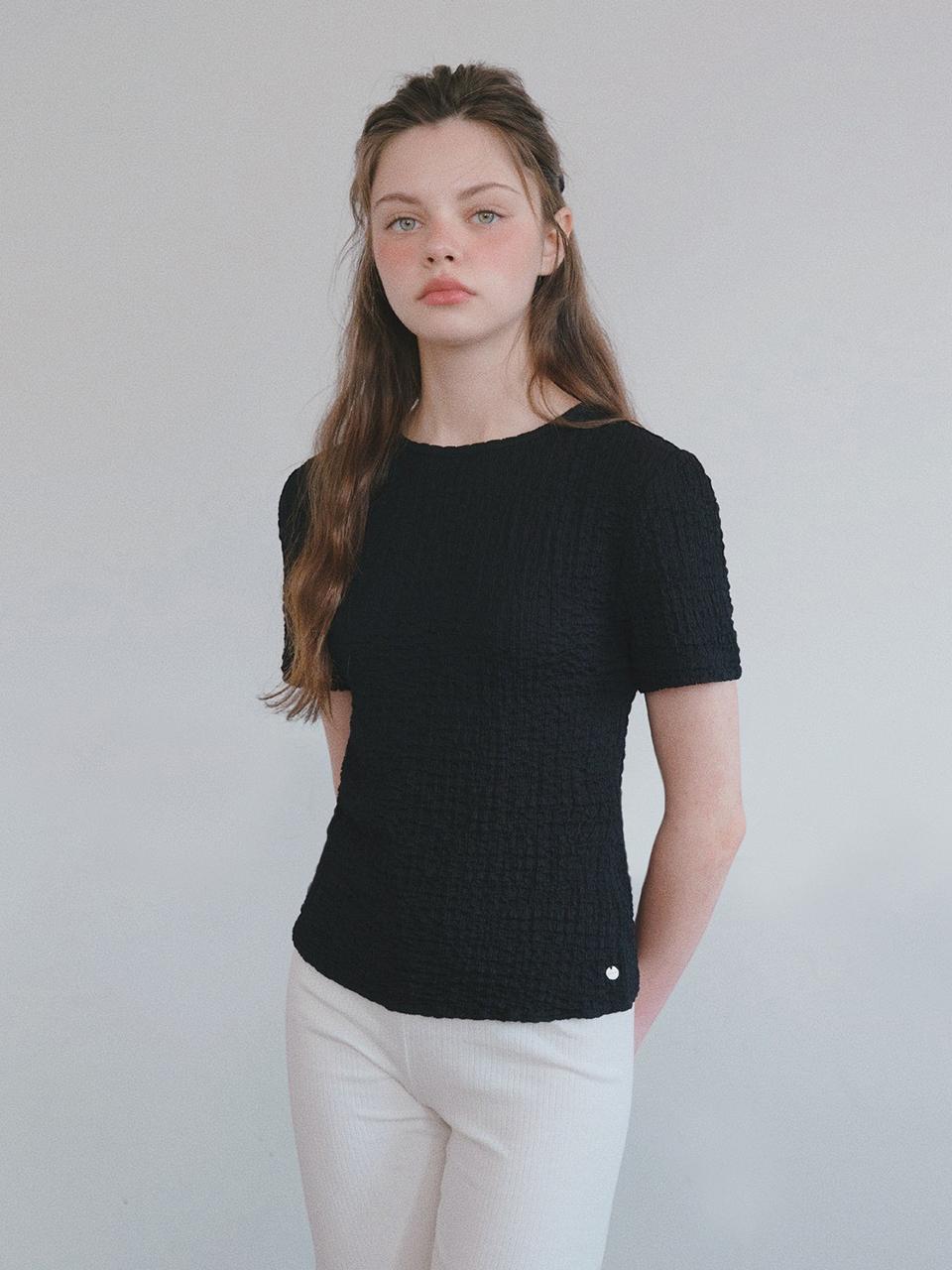 HANE Crinkle Soft Blouse [Black Ink]
