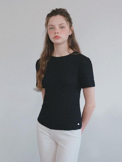 HANE Crinkle Soft Blouse [Black Ink]