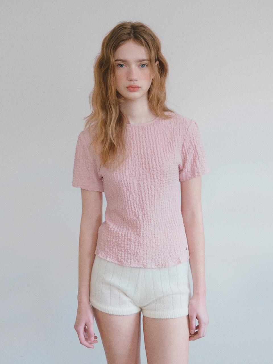HANE Crinkle Soft Blouse [Shy Pink]