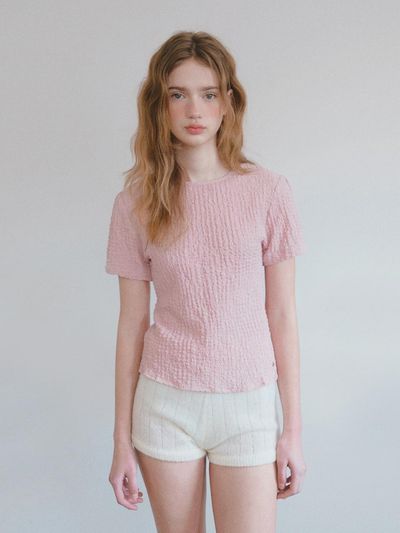 HANE Crinkle Soft Blouse [Shy Pink]