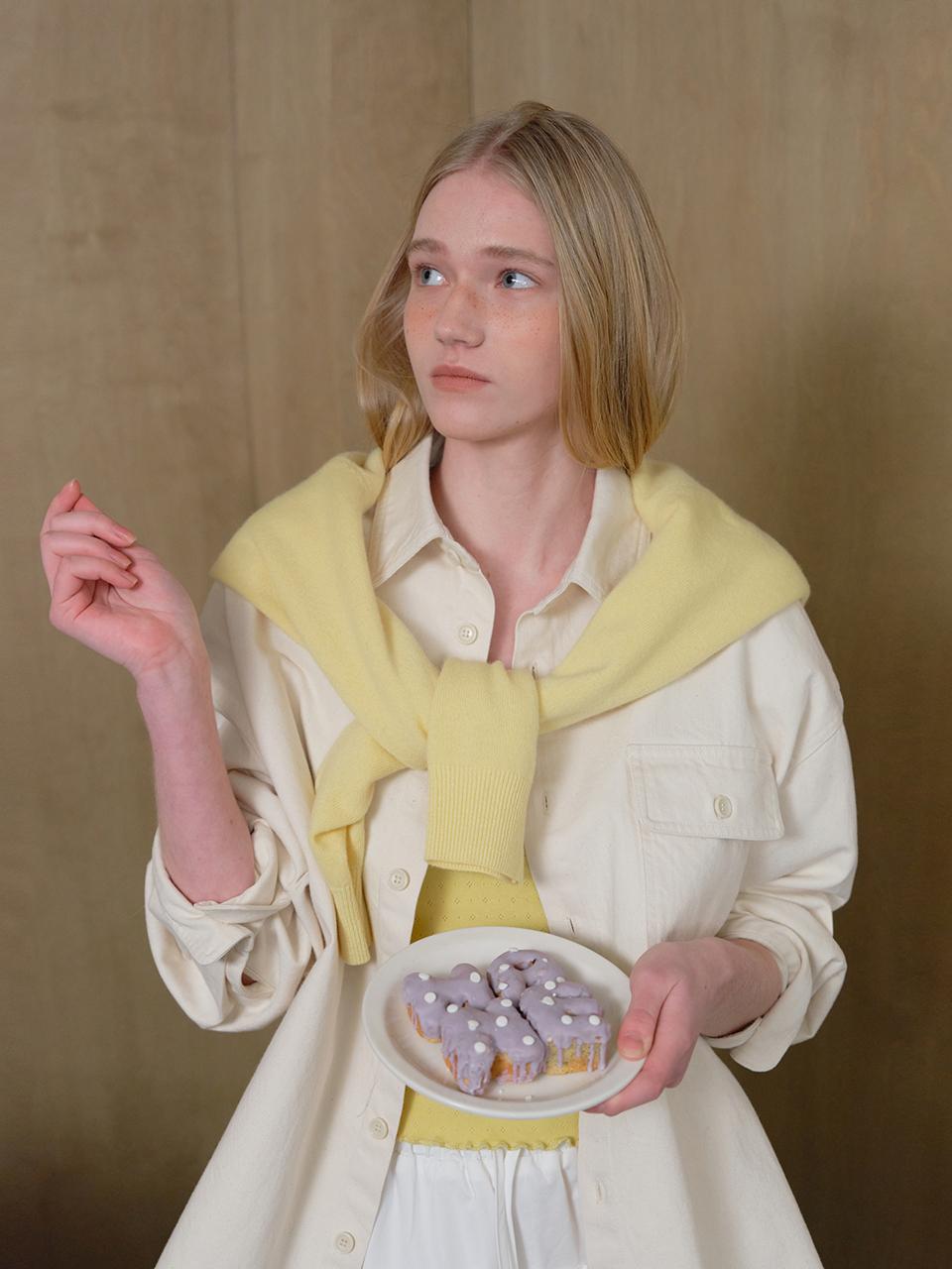 HANE Dying Cotton Shirt Jacket [Ecru]