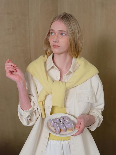 HANE Dying Cotton Shirt Jacket [Ecru]