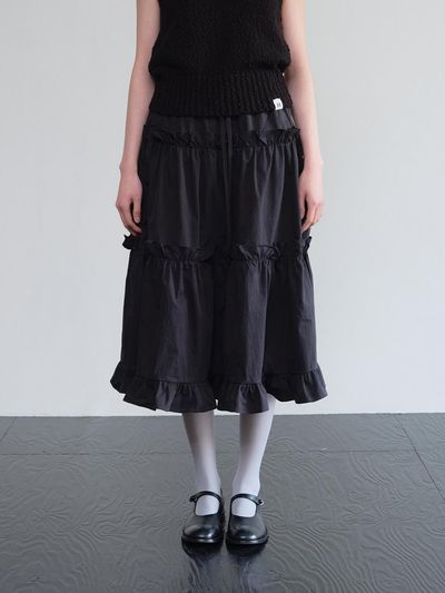 HANE Frill Tiered Skirt [Black]