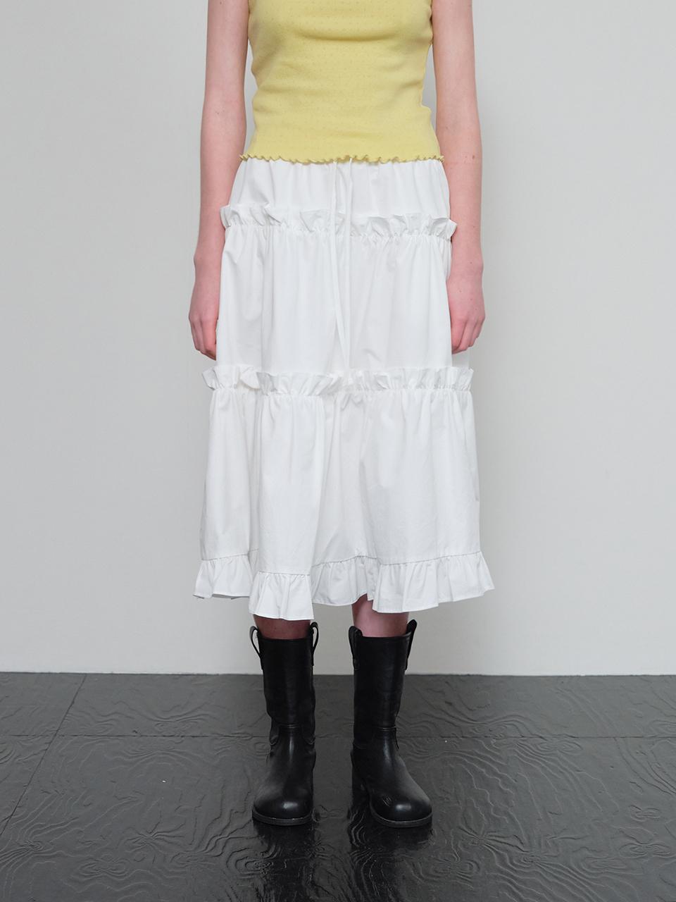 HANE Frill Tiered Skirt [White]