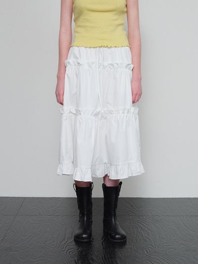 HANE Frill Tiered Skirt [White]