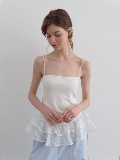 HANE H Layered Sleeveless Foam Top [WHITE]