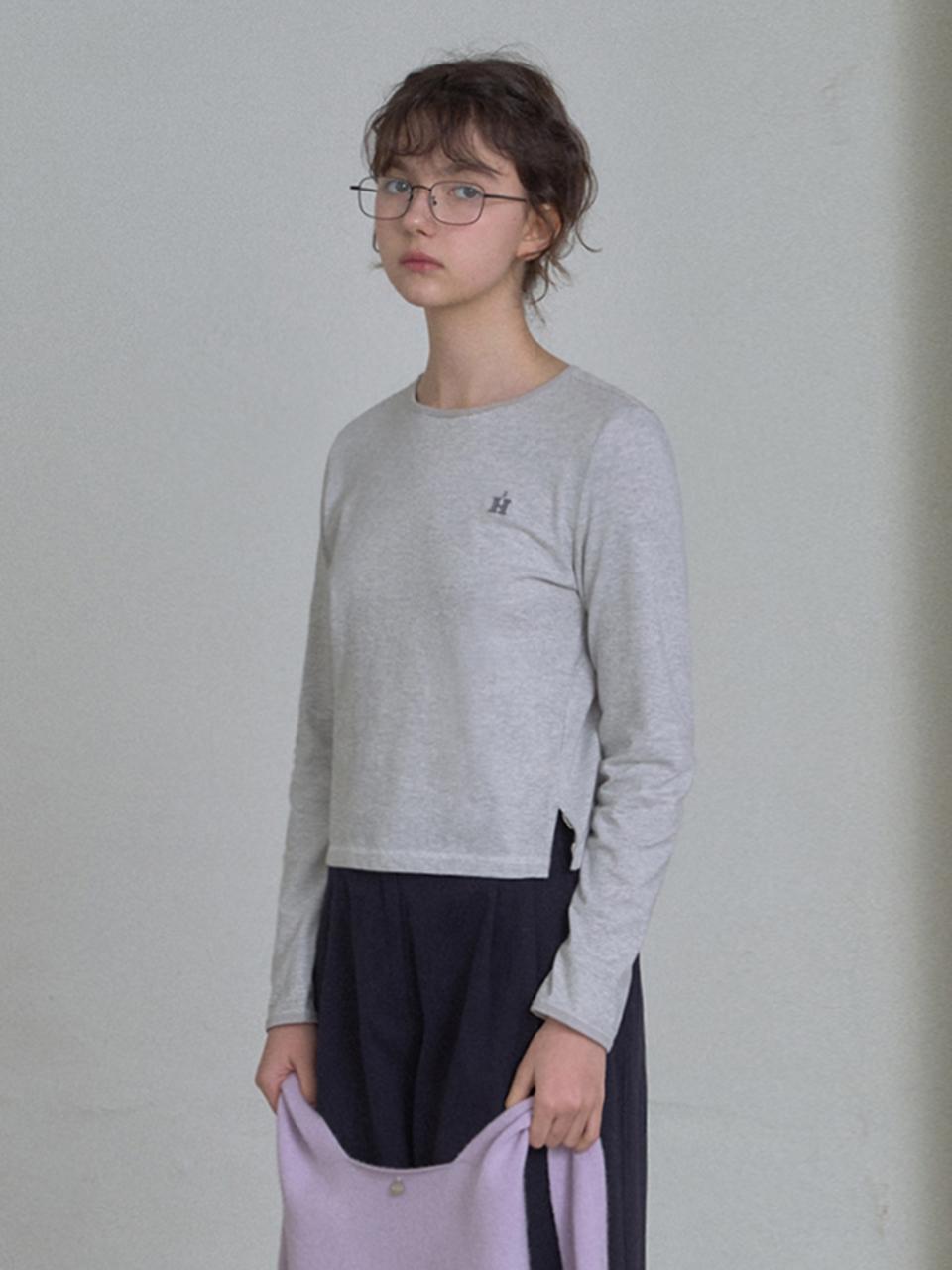 HANE H Needlework Stripe T-shirt [Gray]