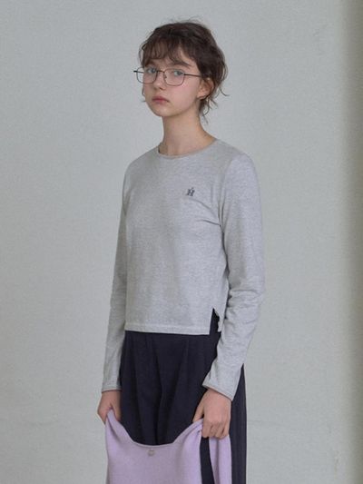HANE H Needlework Stripe T-shirt [Gray]
