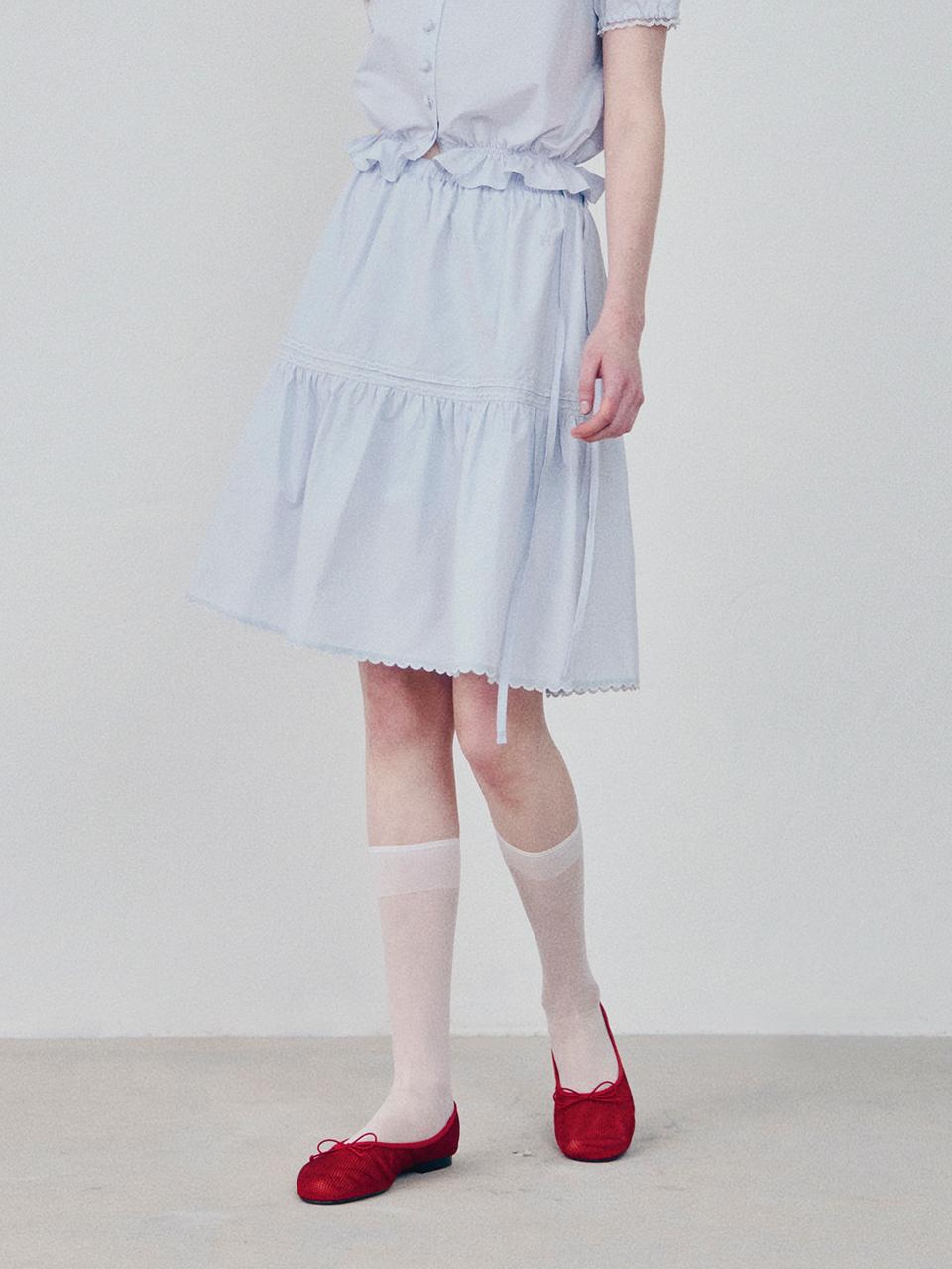 HANE Lace Frill Midi Skirt [Aqua Lavender]