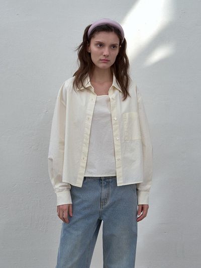 HANE Layered Cotton Shirt [Ivory]