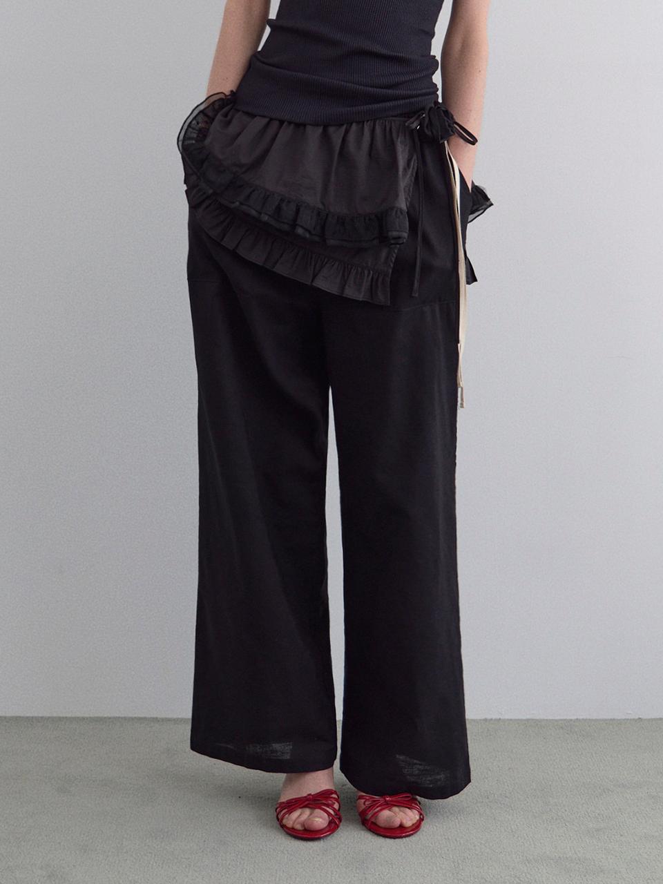 HANE Length Selection Essential Linen Pants [Black Ink]