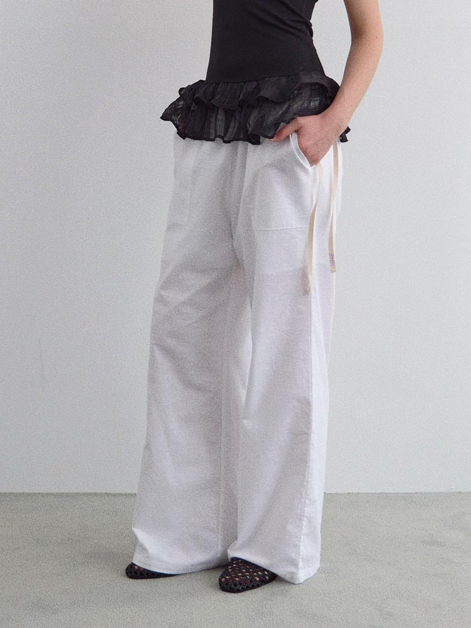 HANE Length Selection Essential Linen Pants [WHITE]