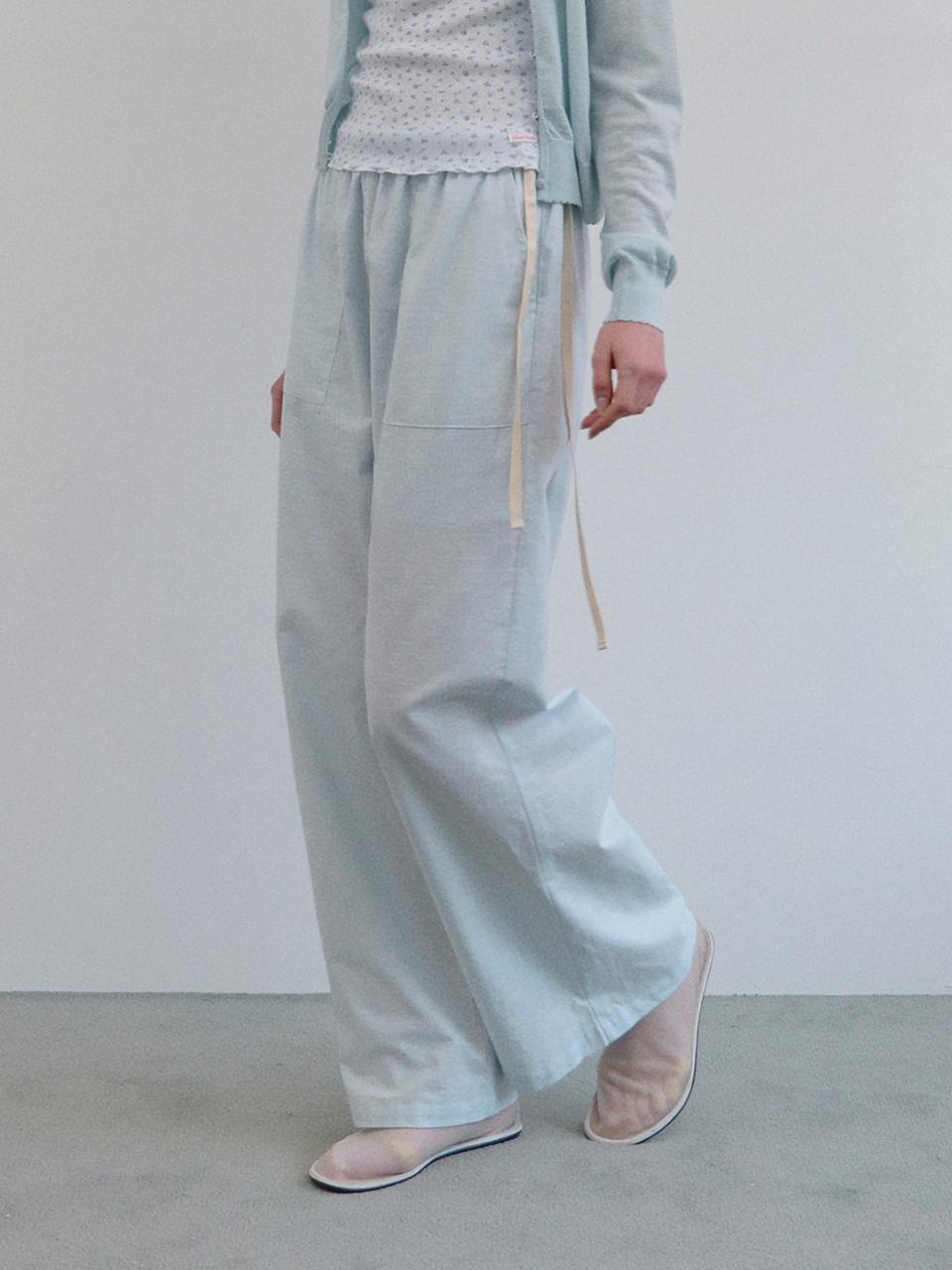 HANE Length Selection Essential Linen Wide Pants [Soda]