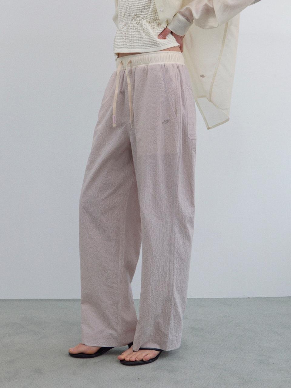 HANE Length Selection Split Seersucker Pants [Lavender Foam]