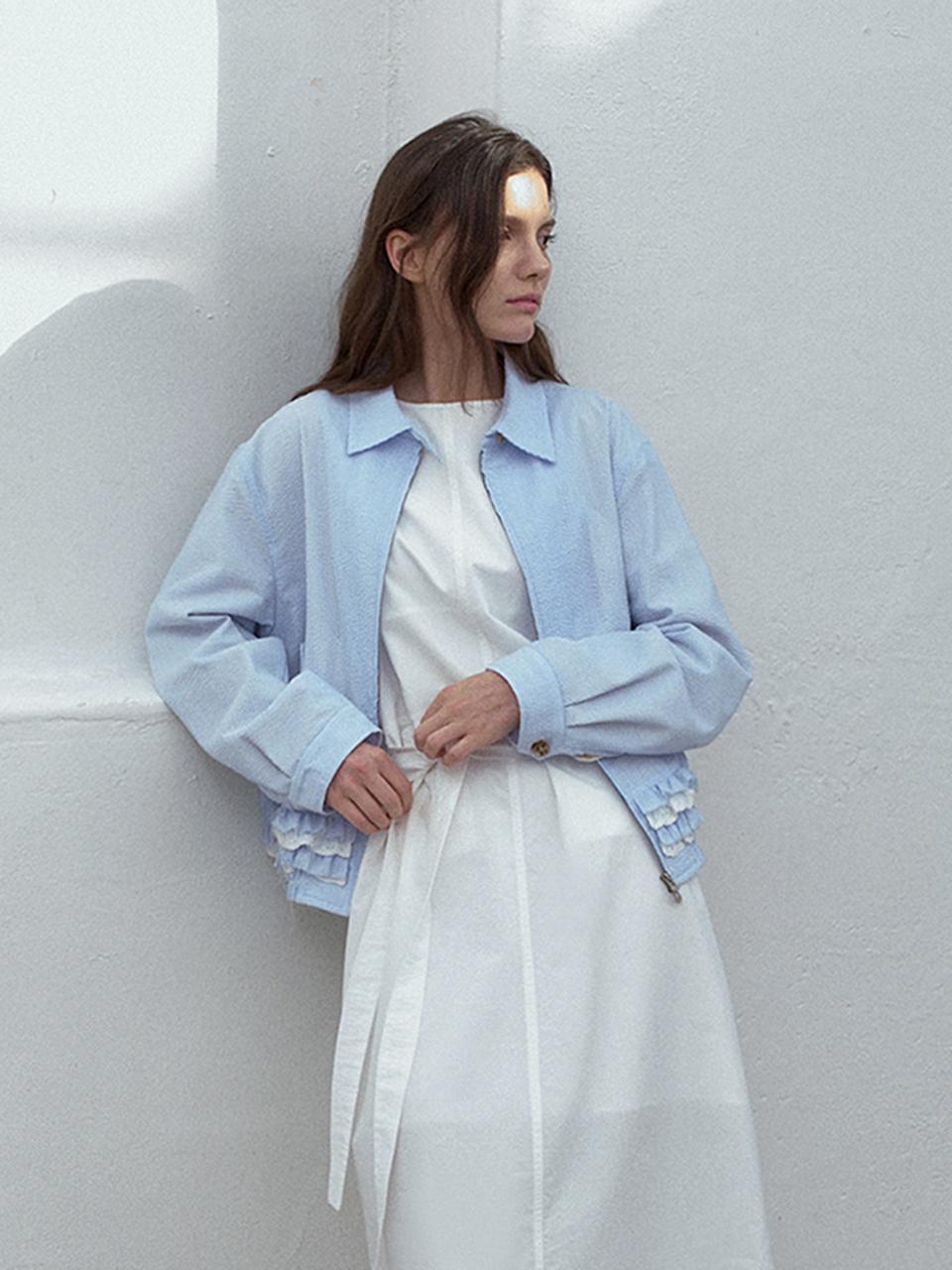 HANE Mignon Lace Crop Jacket [Blue Stripe]