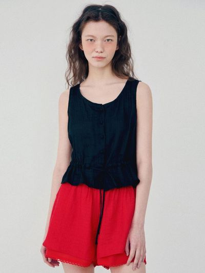 HANE NCASE Strap Sleeveless Blouse [Black Ink]