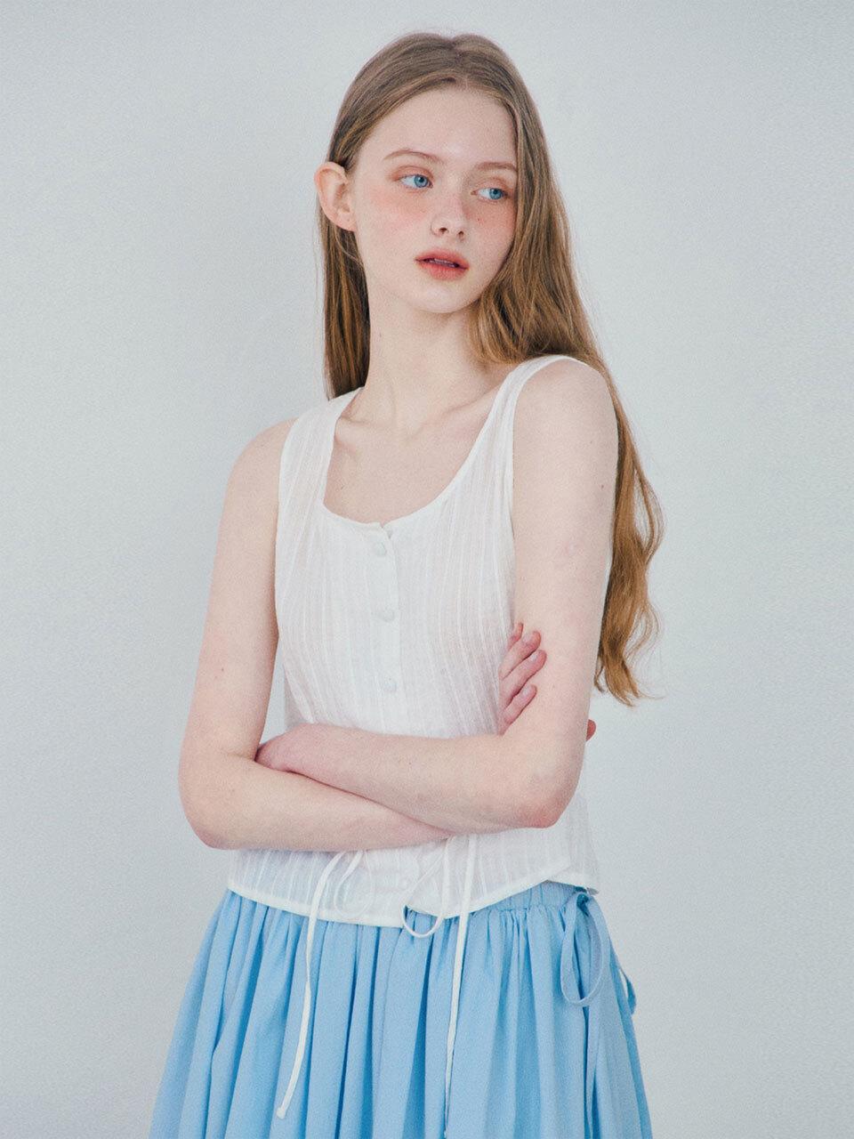 HANE N.KASE Strap Sleeveless Blouse [WHITE]