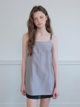 HANE Reversible Satin Layered Mini Dress [Black-Gray]
