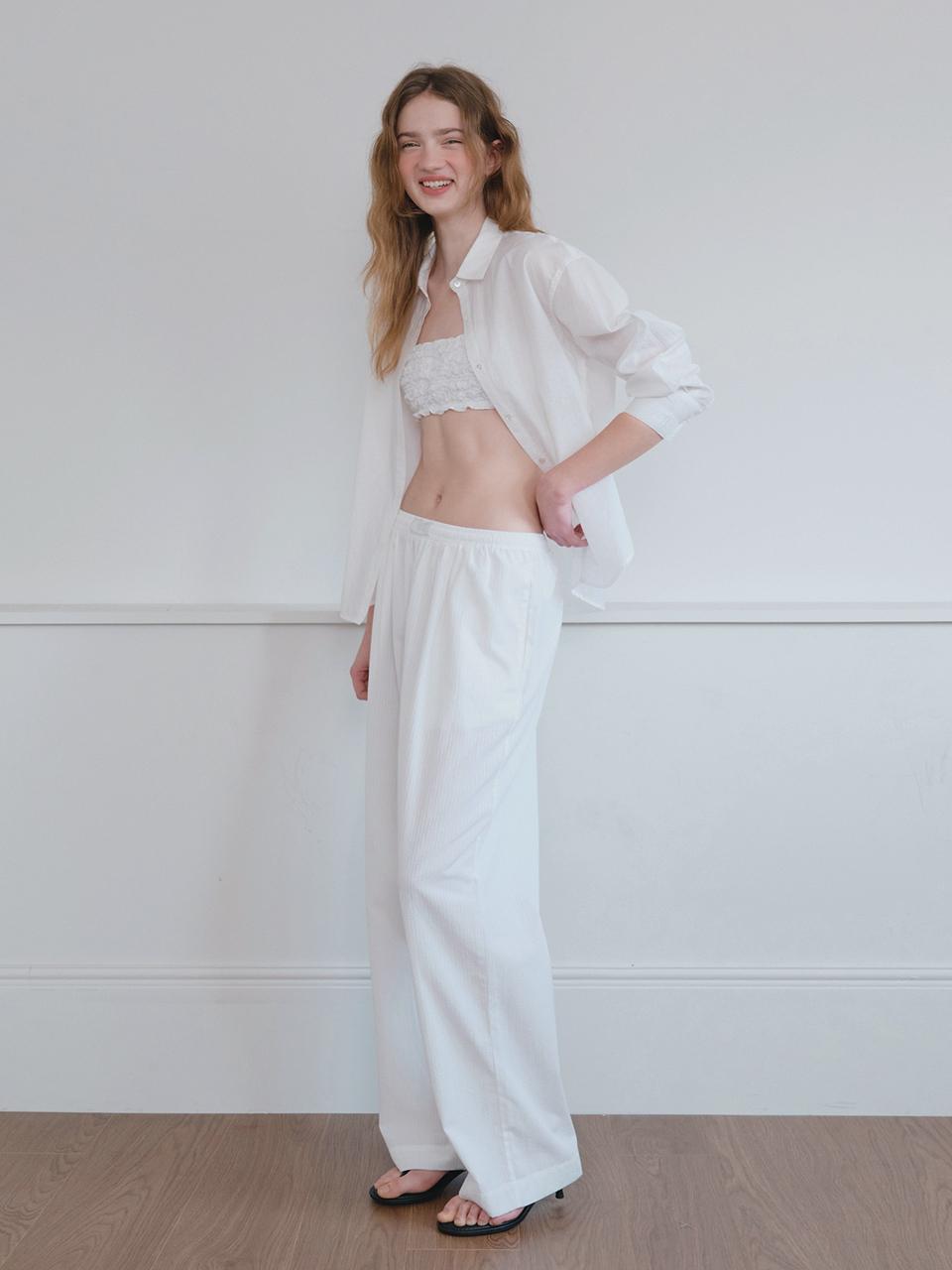 HANE Seersucker Stripe Wide Pants [5Color]