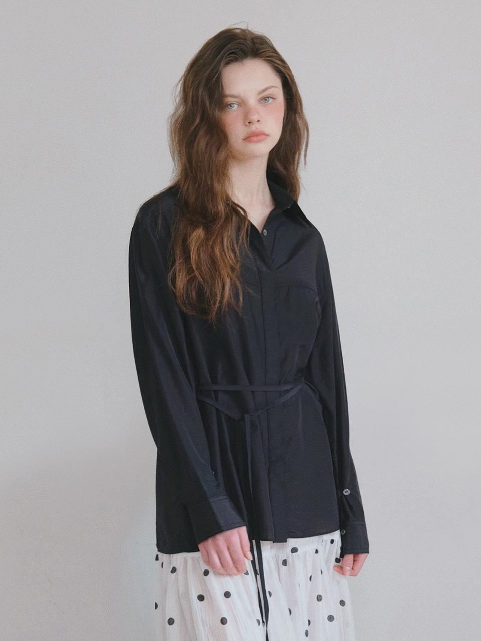 HANE Sheer Belted Shirt [Black Ink]