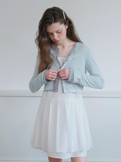 HANE Sheer Ribbed Cardigan [GREEN]