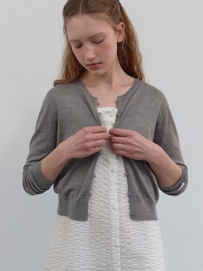 HANE Sheer Wool Encase Cardigan [Mute Gray]