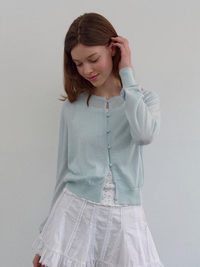 HANE Sheer Wool Encase Cardigan [Soda]