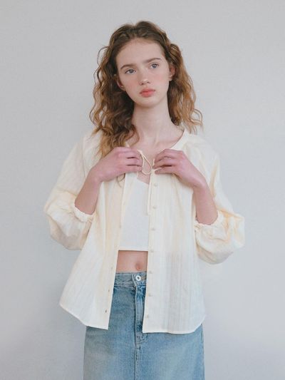 HANE Shirring Strap Blouse [Banana]