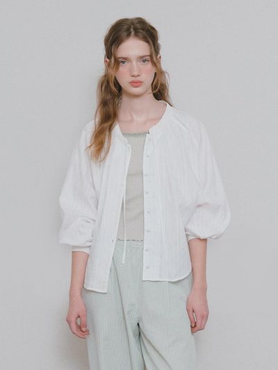 HANE Shirring Strap Blouse [WHITE]