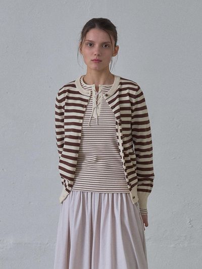HANE Soft Stripe Cardigan [Brown]