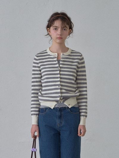 HANE Soft Stripe Cardigan [Gray]