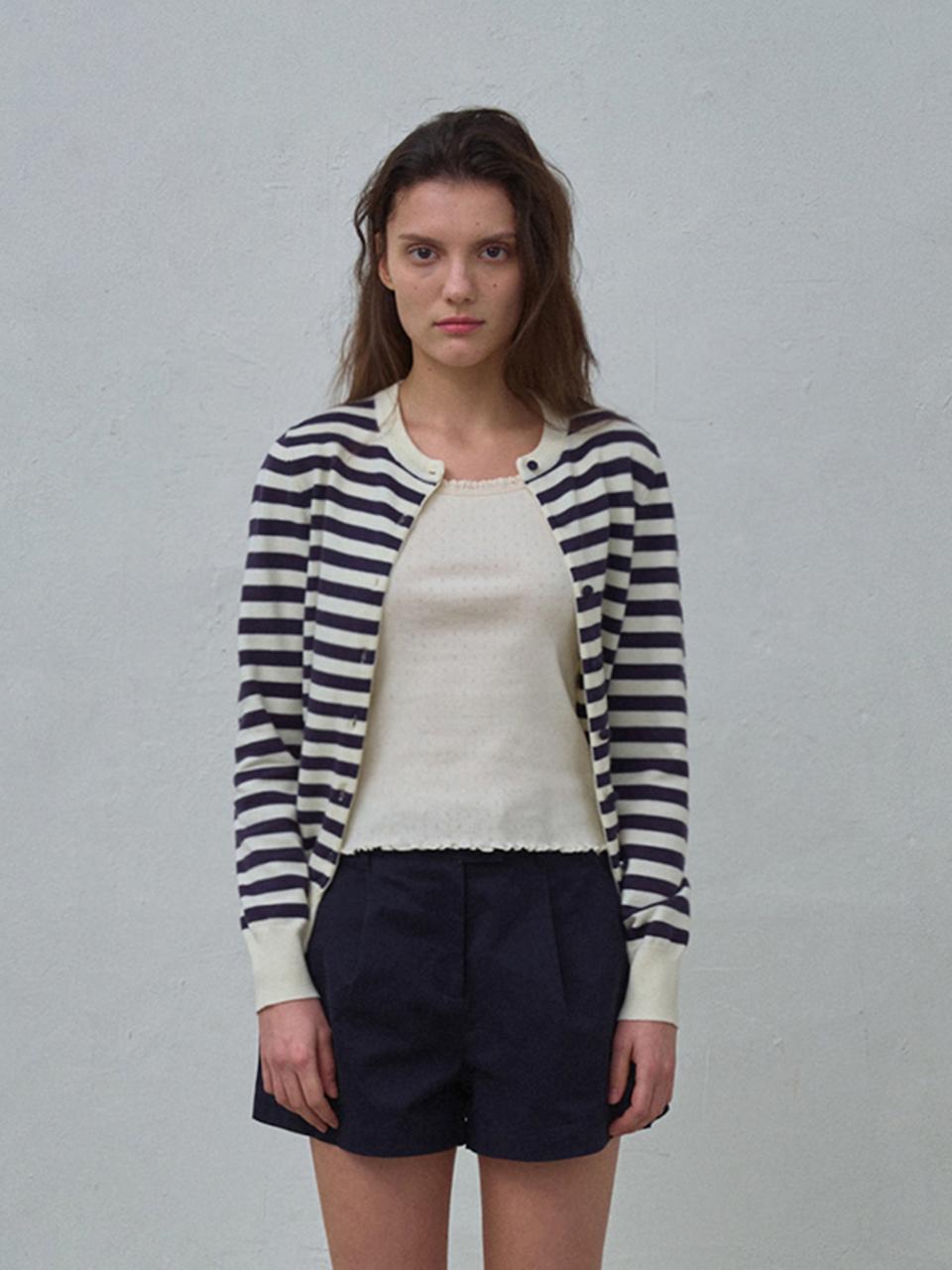 HANE Soft Stripe Cardigan [Navy]