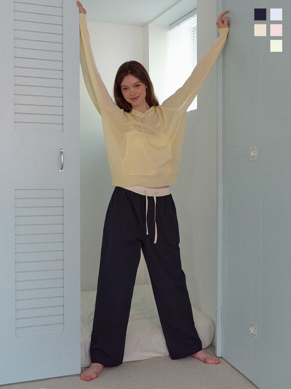 HANE Split Seersucker Wide Pants