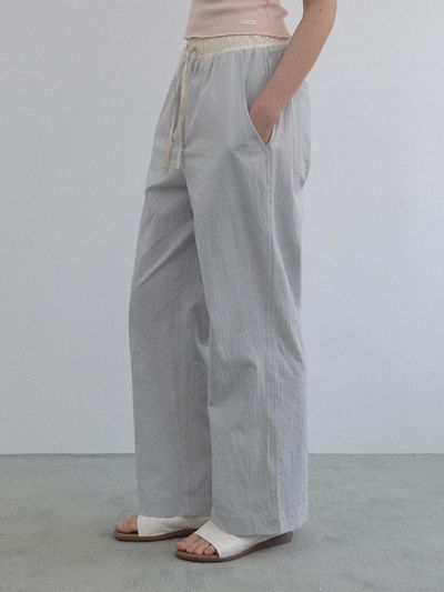 HANE Split Seersucker Wide Pants [Sky Foam]