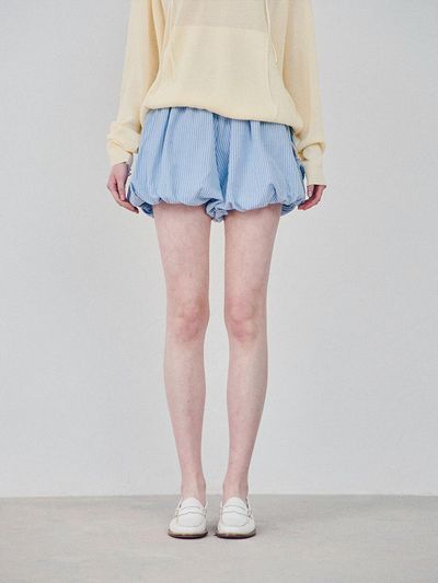 HANE Stripe Balloon Skirt Pants [Blue Surf]
