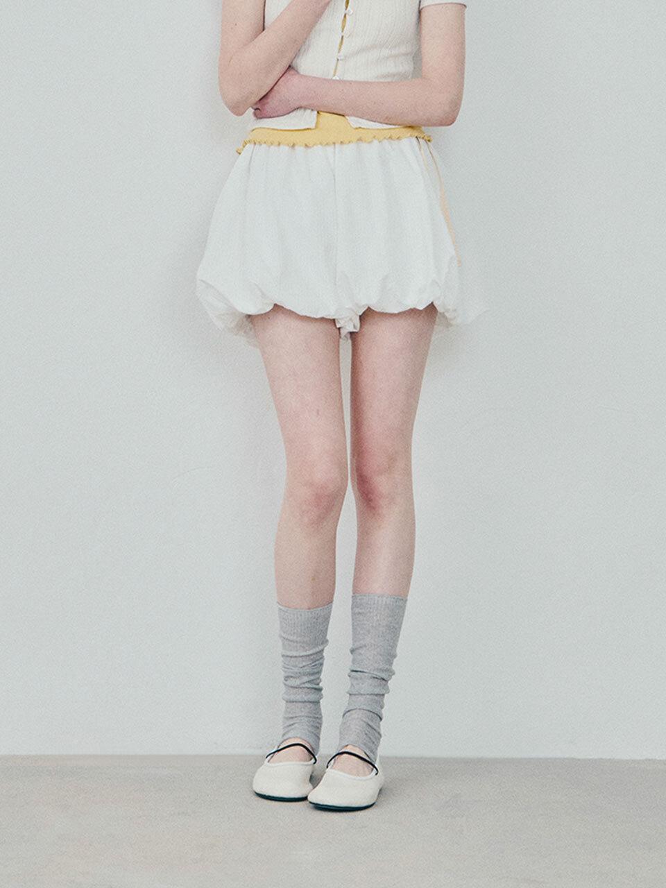 HANE Stripe Balloon Skirt Pants [White]