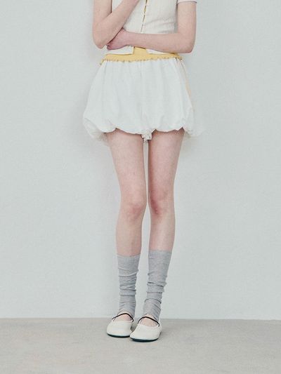 HANE Stripe Balloon Skirt Pants [White]