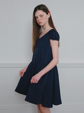 HANE Tencel Glow Puff Dress [Ink Navy]