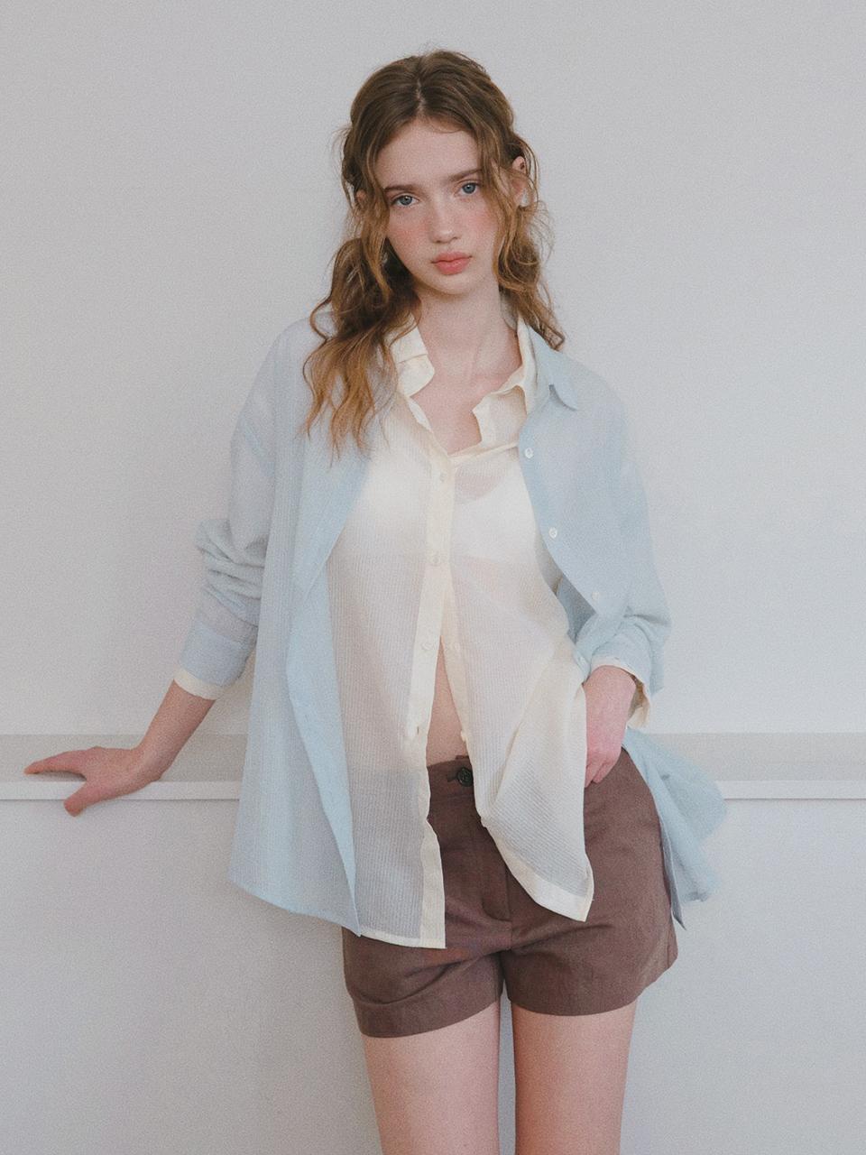 HANE Tencel Stripe Sheer Shirt [3Color]