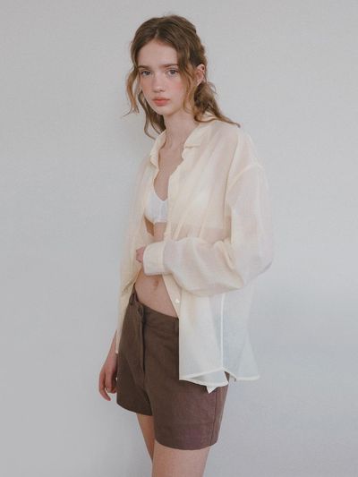 HANE Tencel Stripe Sheer Shirt [Banana]