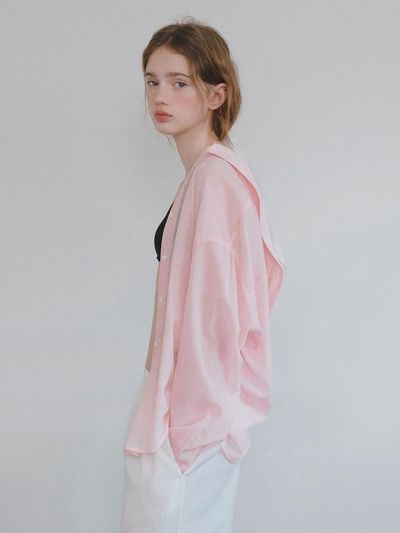 HANE Tencel Stripe Sheer Shirt [Shy Pink]