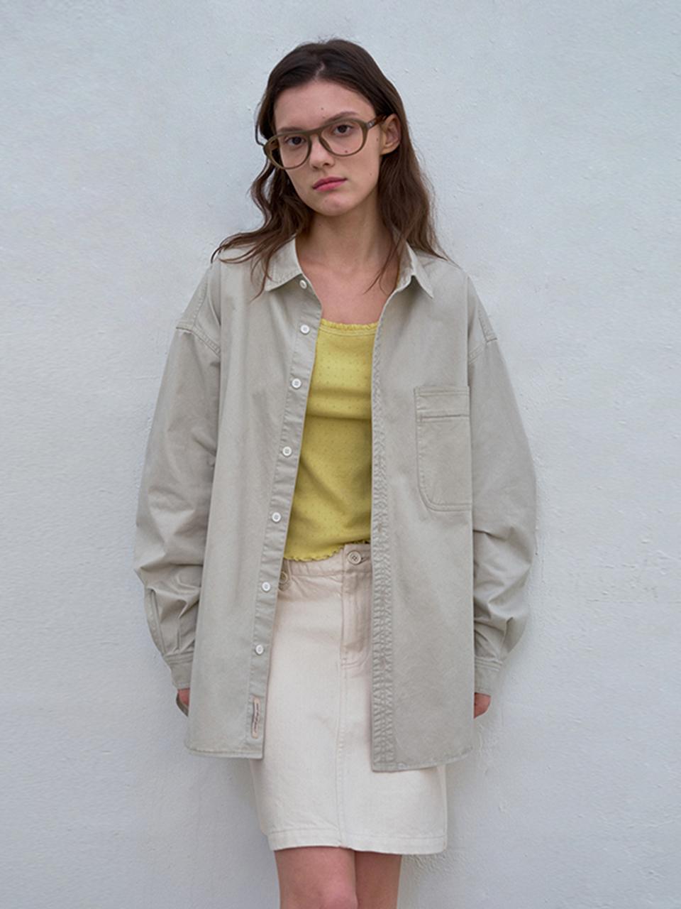 HANE Washed Cotton Shirt [Gray]
