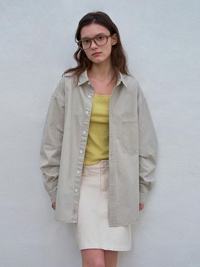 HANE Washed Cotton Shirt [Gray]