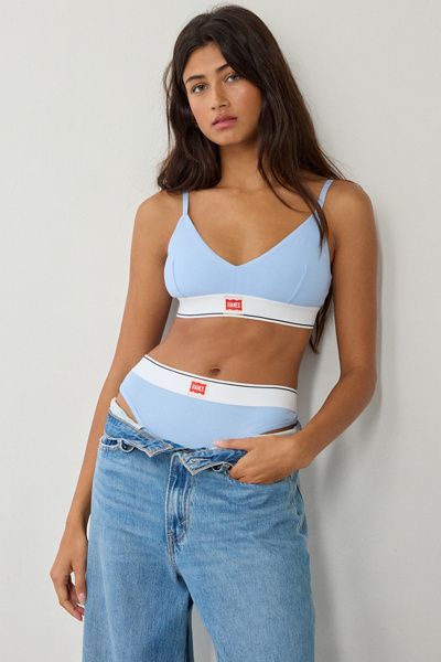 Hanes Hanes UO Exclusive Jersey Knit Triangle Bralette Top in Blue, Women's at Urban Outfitters