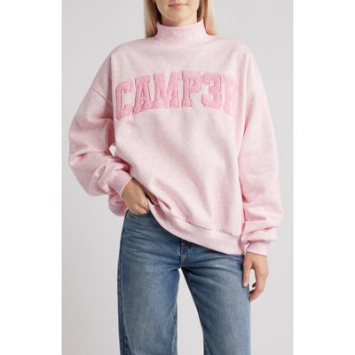 HAPPY CAMP3R HAPPY CAMP3R Ditsy Daisy Logo Appliqué Mock Neck Graphic Sweatshirt