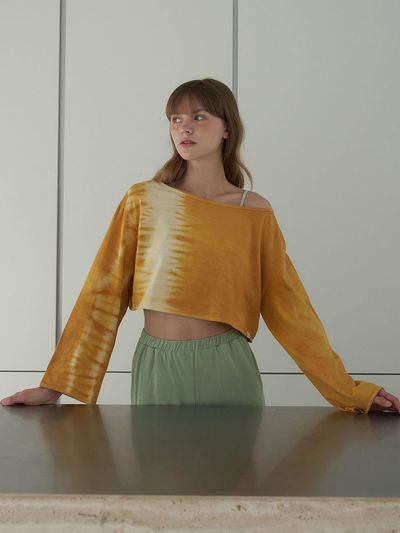 HAPPY YOGIS Deep Long Sleeve Natural Dyed Cover Up Yoga [Mustard]