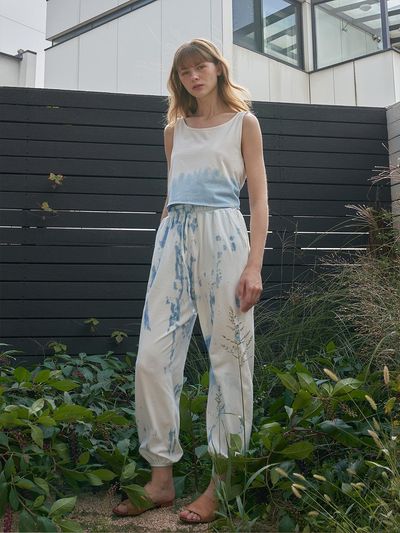 HAPPY YOGIS Free-Dye Harem Natural Dyed Pants [Blue]