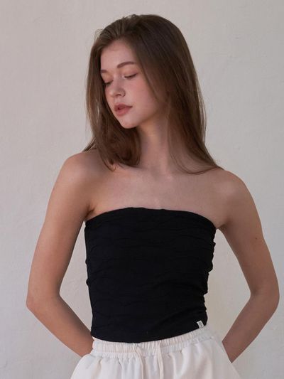HAPPY YOGIS Jacquard Tube Top Yoga [Black]